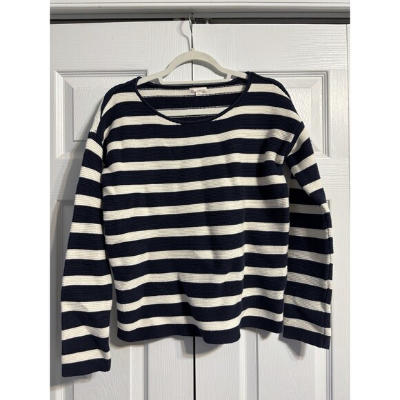 Womens GAP Navy Cream Striped Long Sleeve Knit Sweater - size s - fisherman core - Picture 1 of 8
